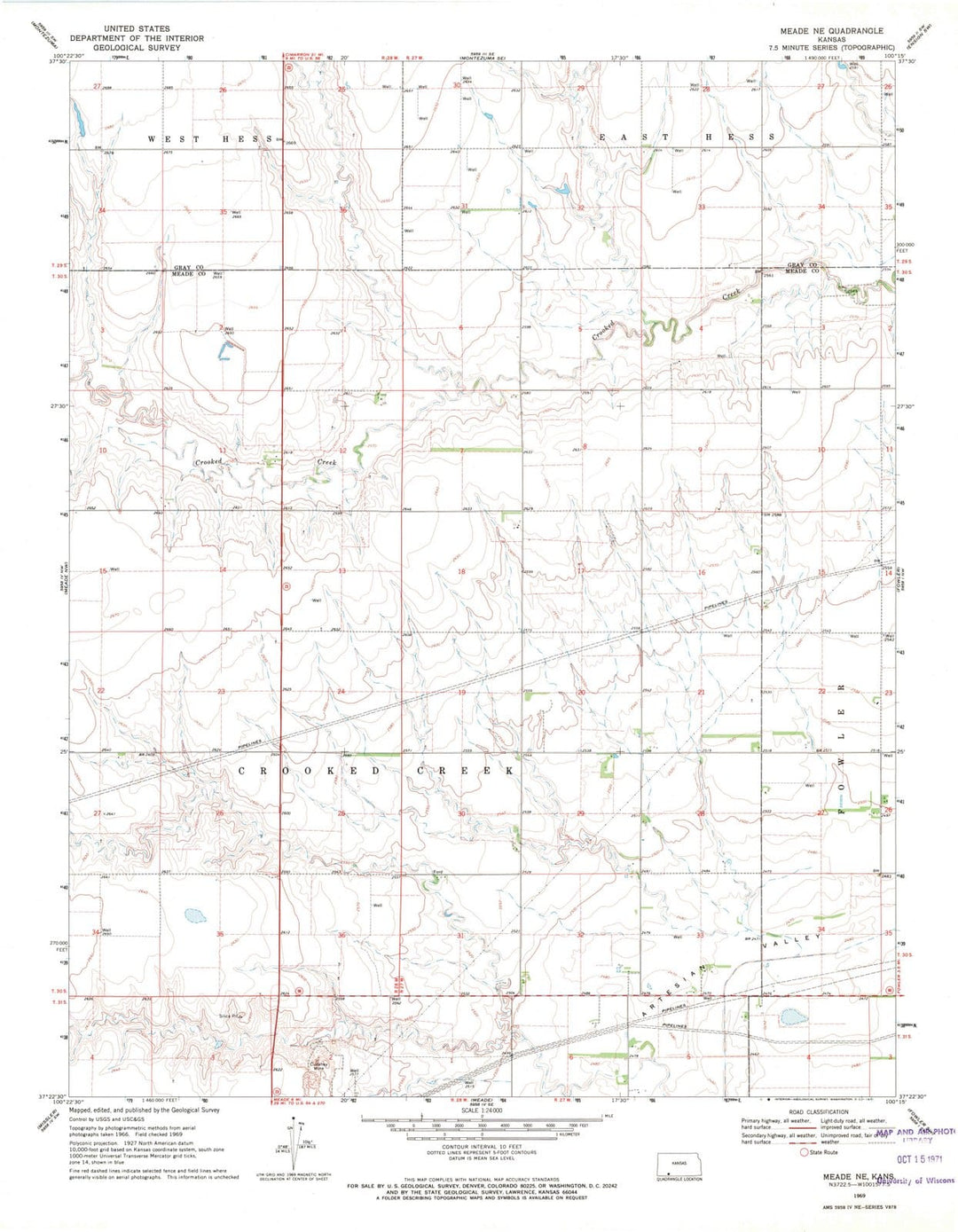 1969 Meade, KS - Kansas - USGS Topographic Map