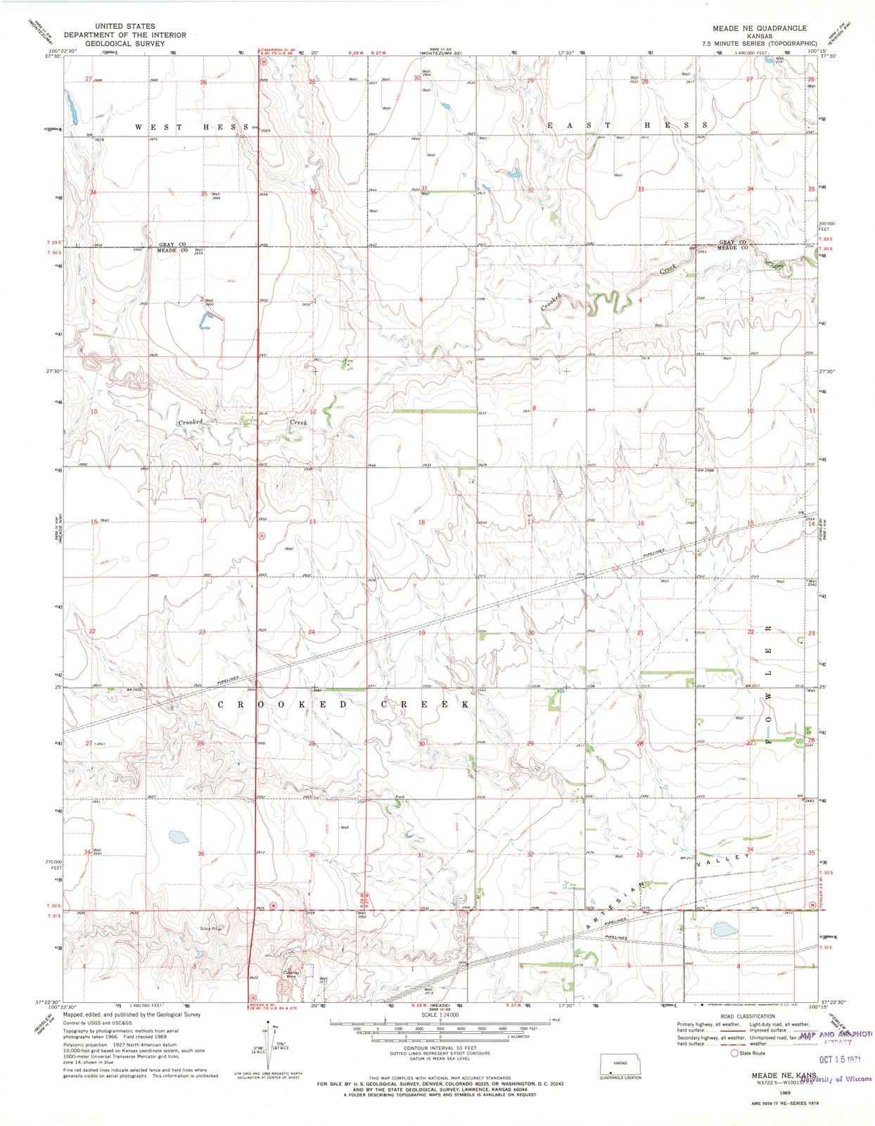 1969 Meade, KS - Kansas - USGS Topographic Map