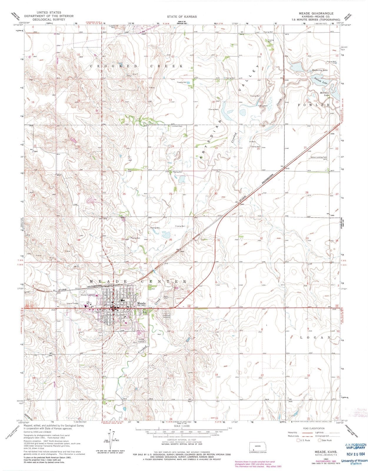 1963 Meade, KS - Kansas - USGS Topographic Map