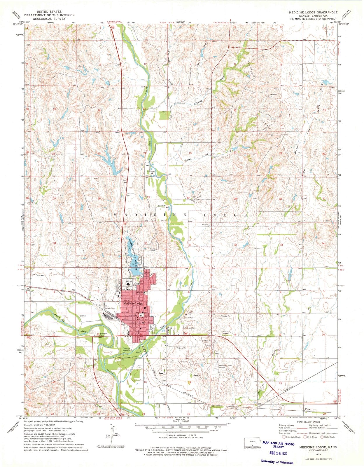 1973 Medicine Lodge, KS - Kansas - USGS Topographic Map v2