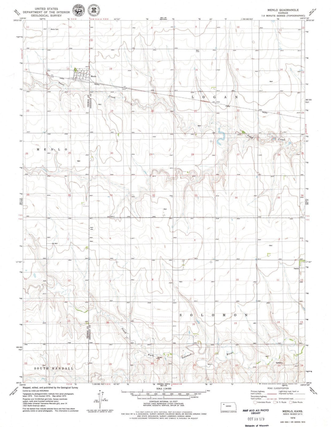 1979 Menlo, KS - Kansas - USGS Topographic Map