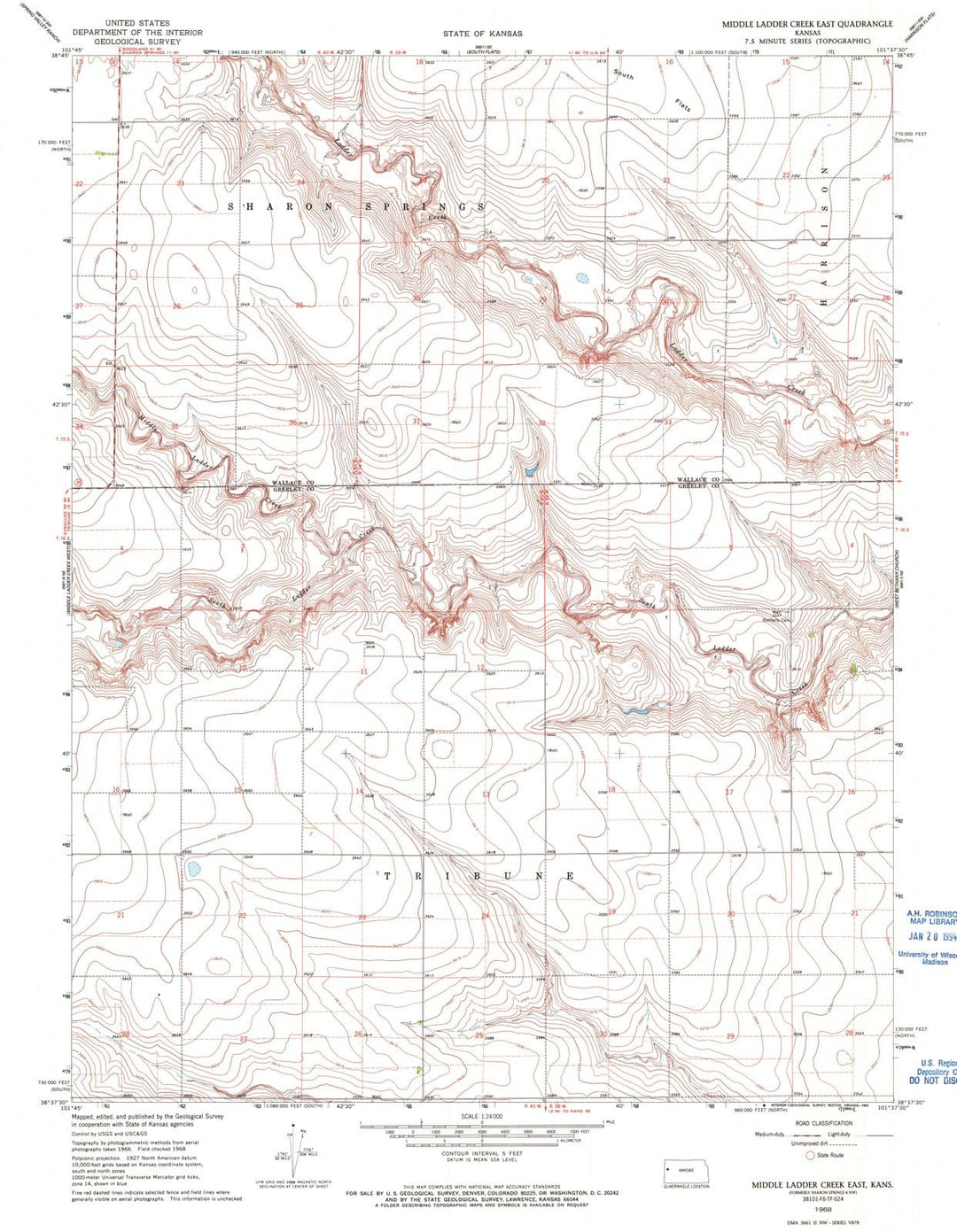 1968 Middle Ladder Creek East, KS - Kansas - USGS Topographic Map