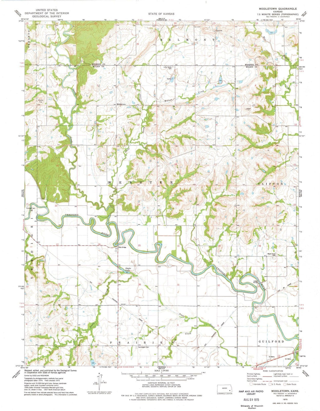 1975 Middletown, KS - Kansas - USGS Topographic Map