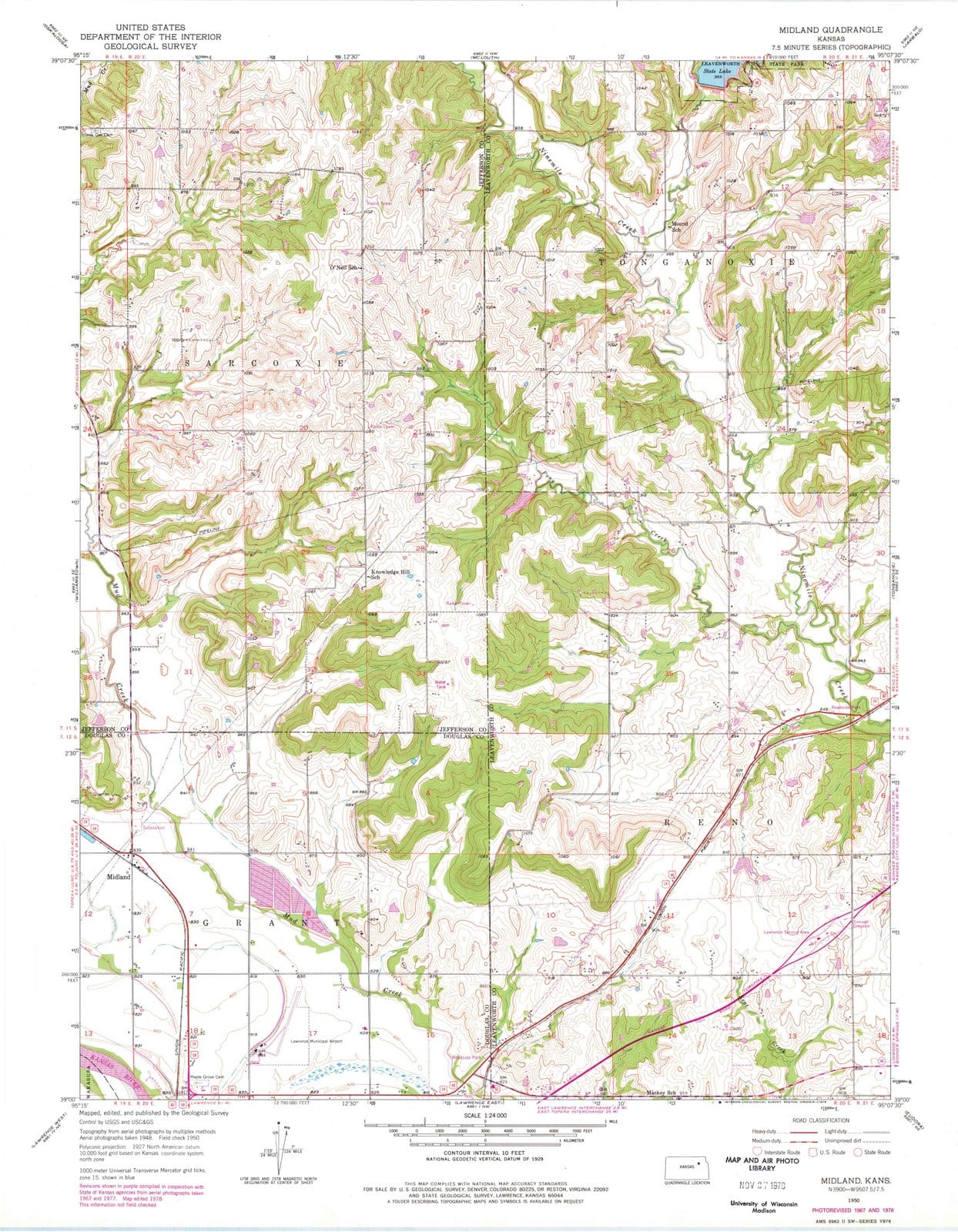 1950 Midland, KS - Kansas - USGS Topographic Map