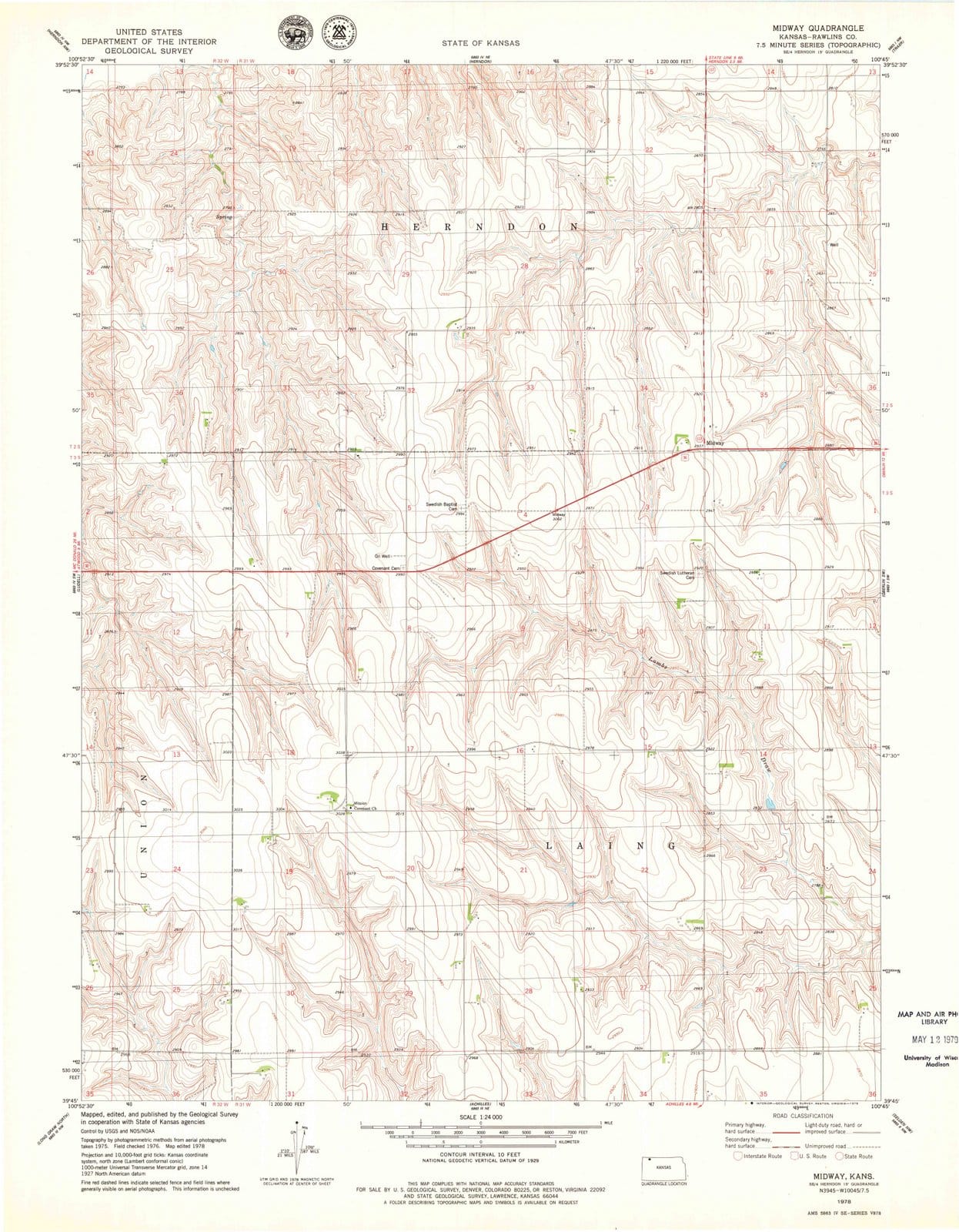 1978 Midway, KS - Kansas - USGS Topographic Map