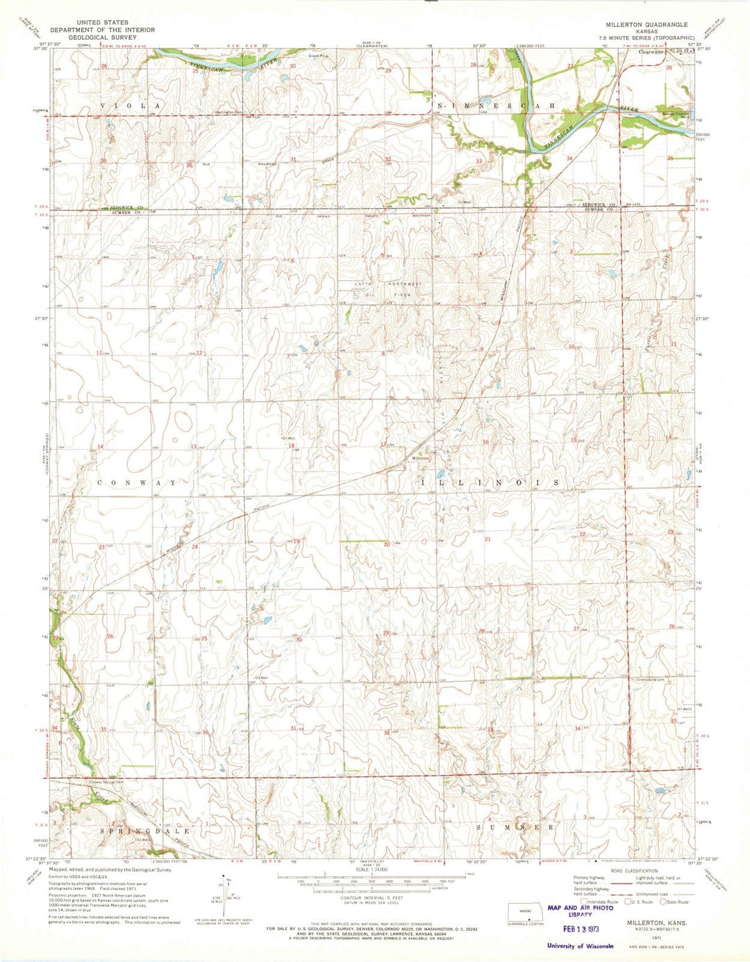 1971 Millerton, KS - Kansas - USGS Topographic Map