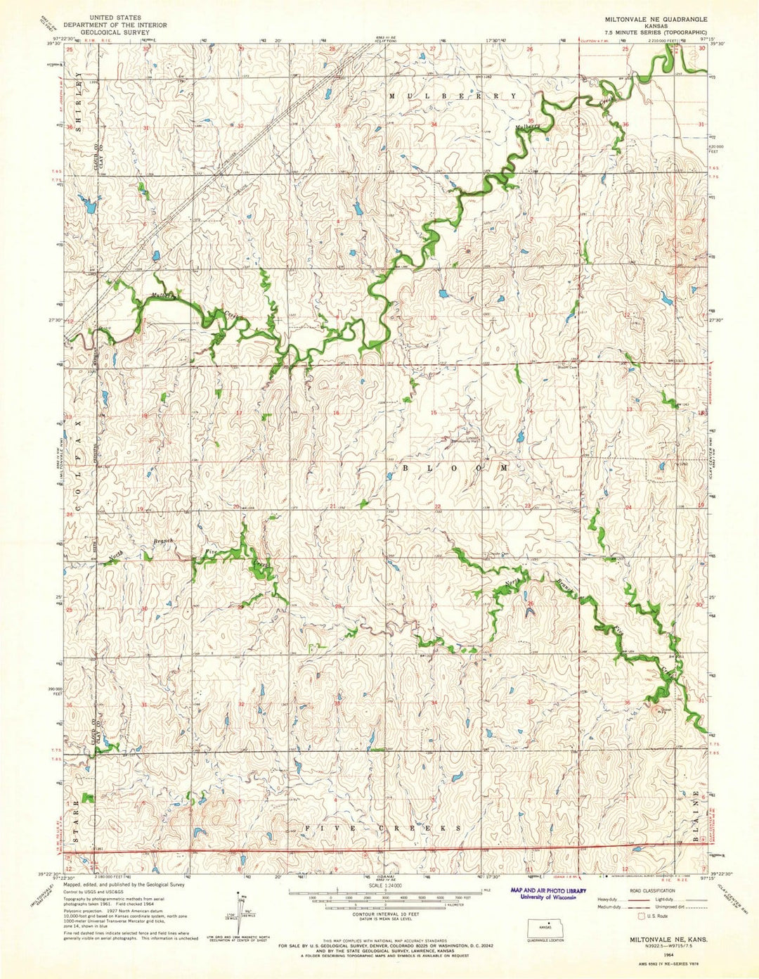 1964 Miltonvale, KS - Kansas - USGS Topographic Map