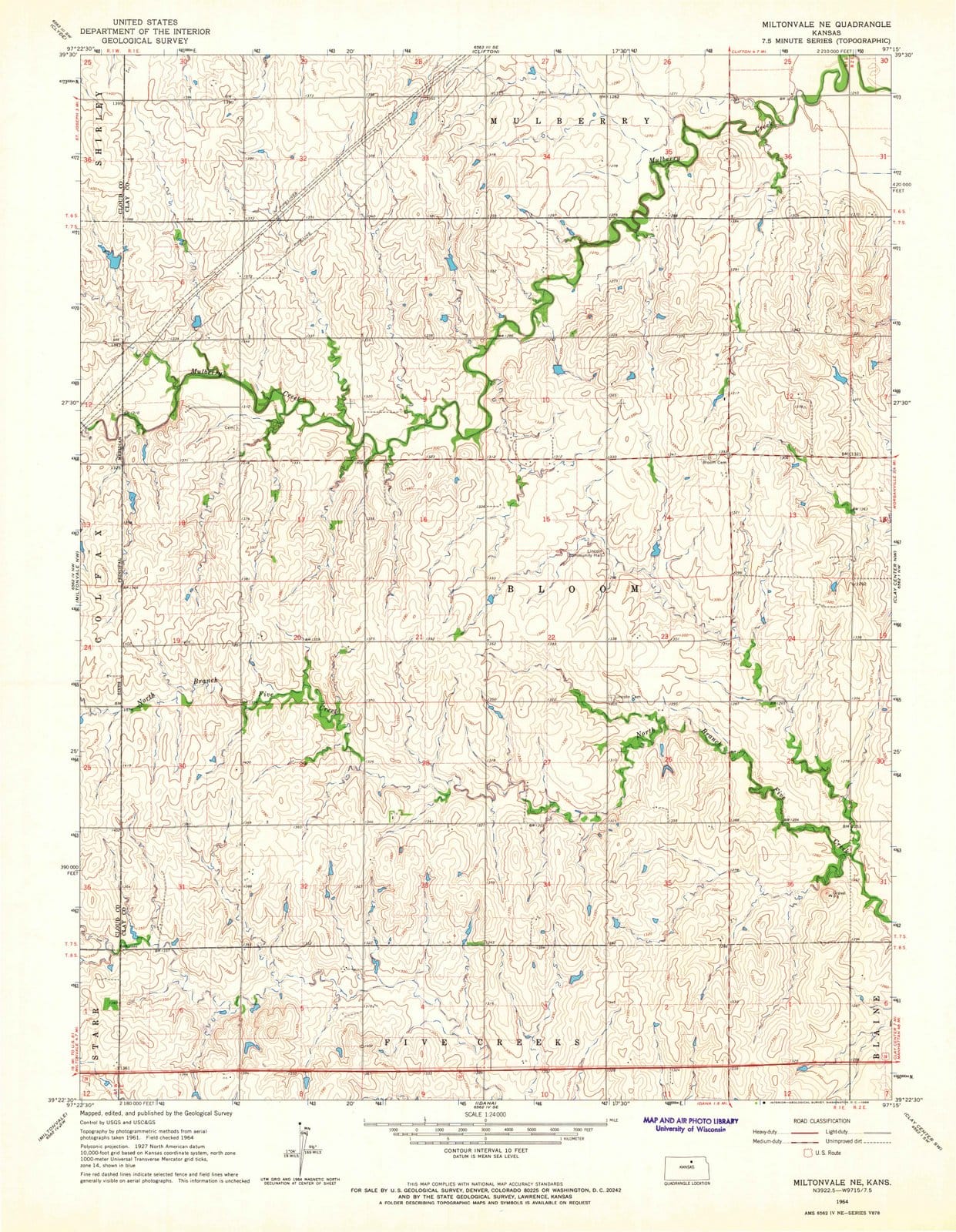 1964 Miltonvale, KS - Kansas - USGS Topographic Map