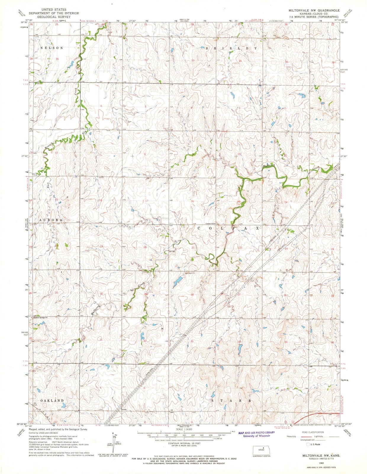 1965 Miltonvale, KS - Kansas - USGS Topographic Map