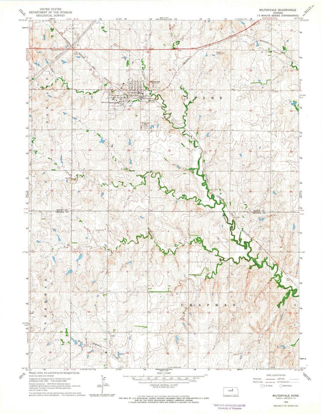 1964 Miltonvale, KS - Kansas - USGS Topographic Map v2