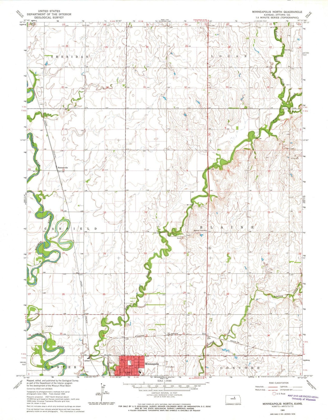 1965 Minneapolis North, KS - Kansas - USGS Topographic Map