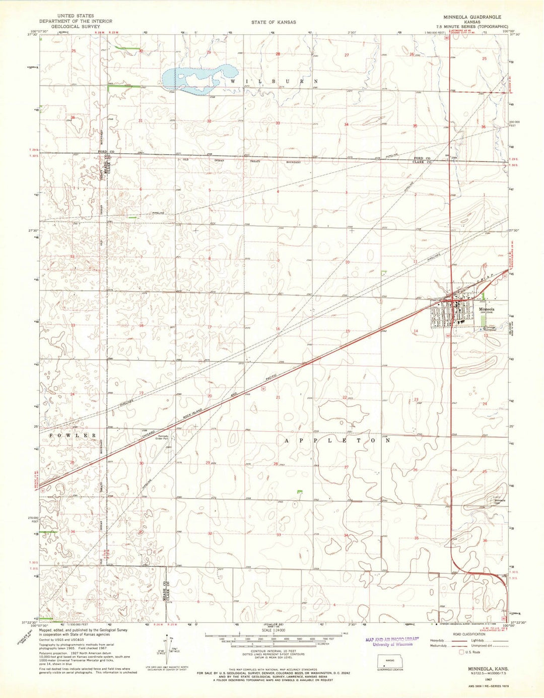 1967 Minneola, KS - Kansas - USGS Topographic Map