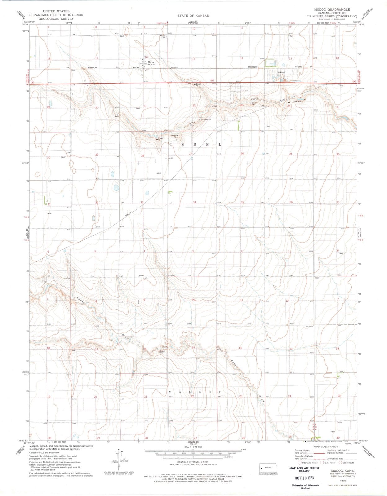 1976 Modoc, KS - Kansas - USGS Topographic Map v3