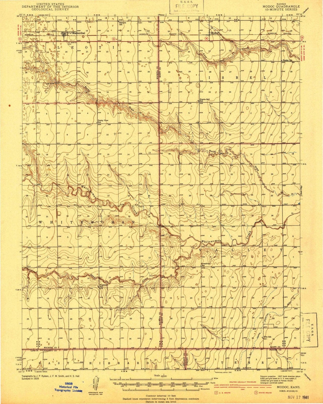 1941 Modoc, KS - Kansas - USGS Topographic Map