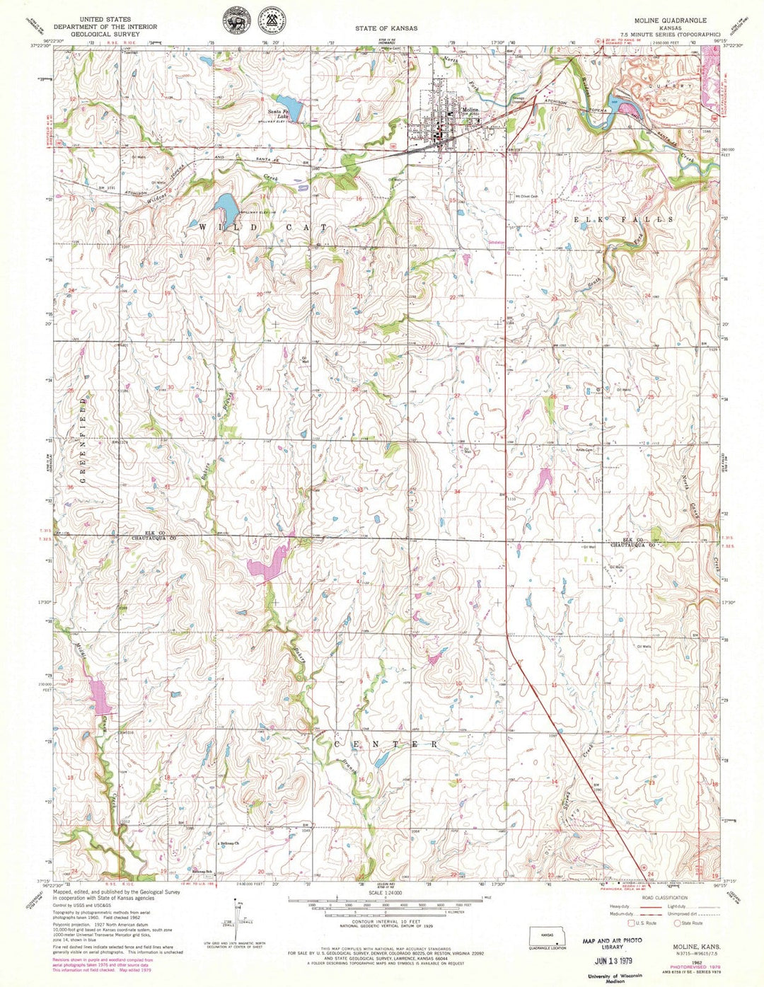 1962 Moline, KS - Kansas - USGS Topographic Map