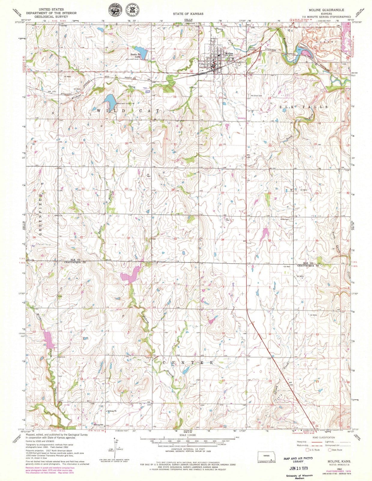 1962 Moline, KS - Kansas - USGS Topographic Map