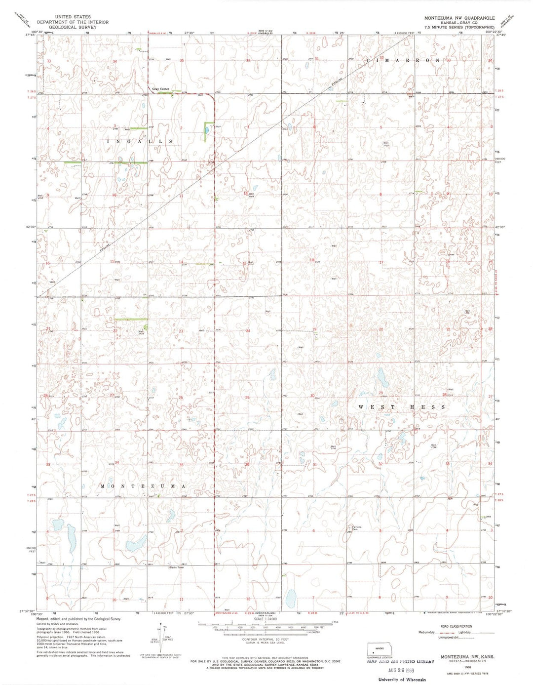 1968 Montezuma, KS - Kansas - USGS Topographic Map