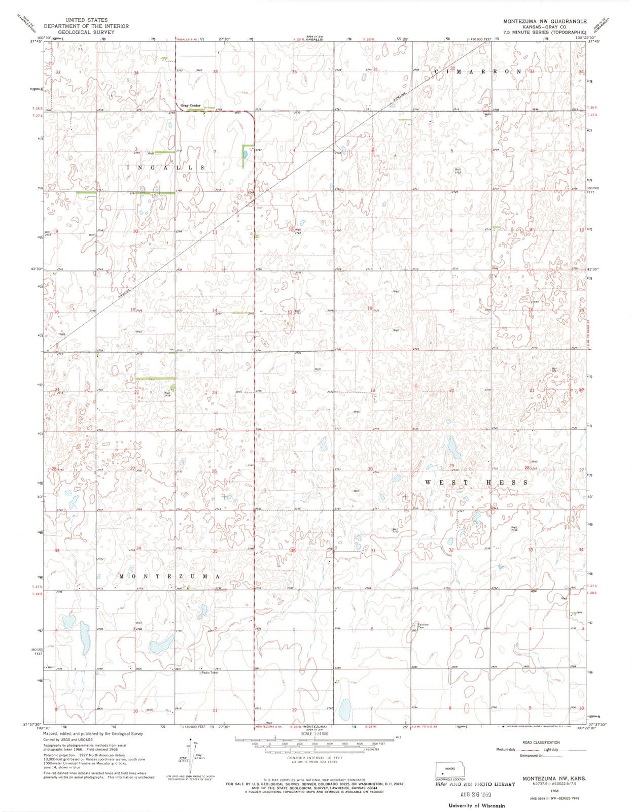 1968 Montezuma, KS - Kansas - USGS Topographic Map