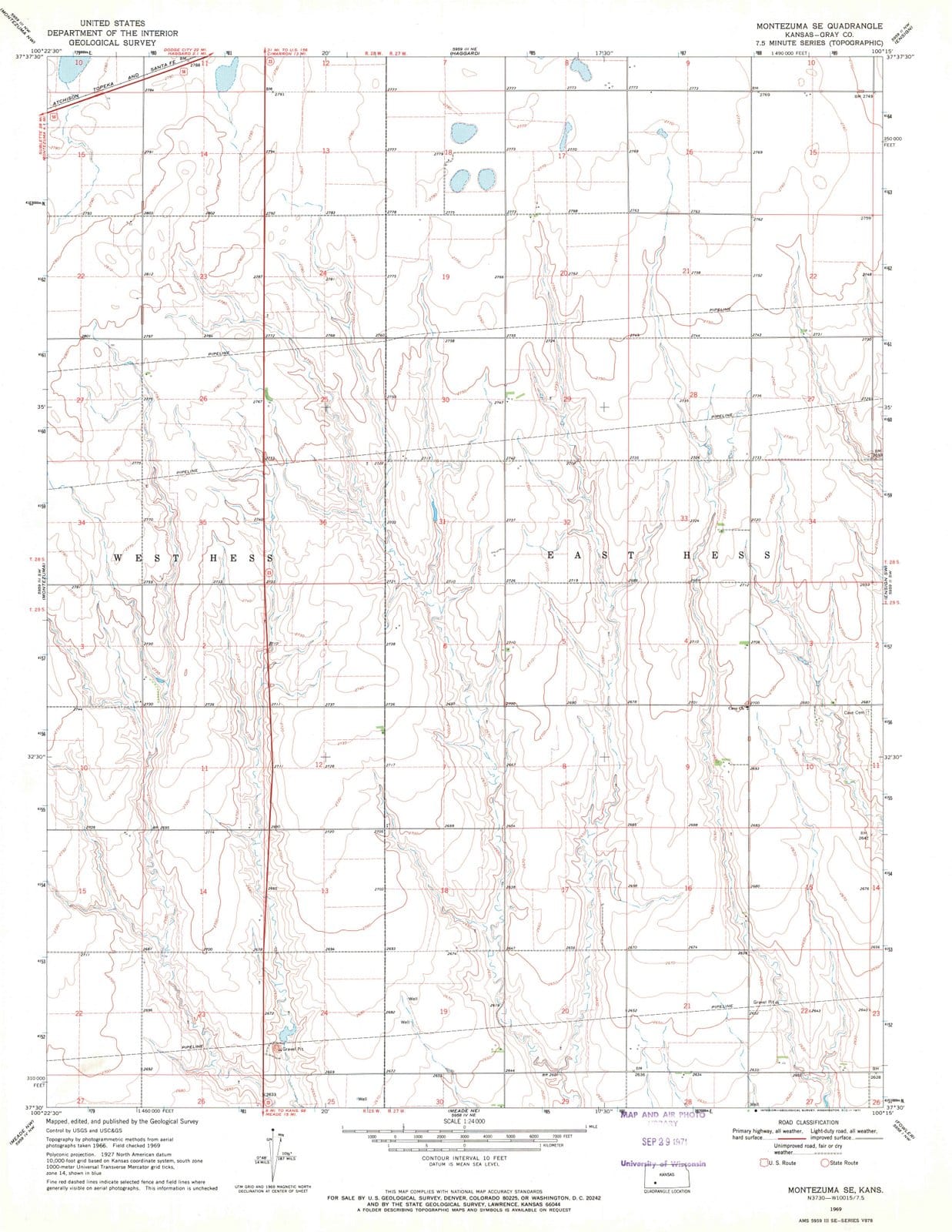 1969 Montezuma, KS - Kansas - USGS Topographic Map