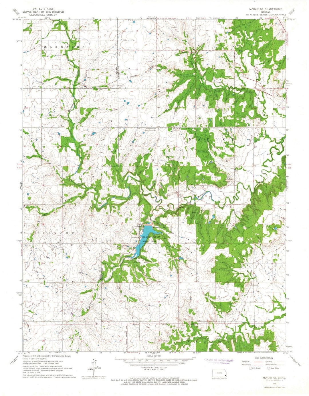 1966 Moran, KS - Kansas - USGS Topographic Map