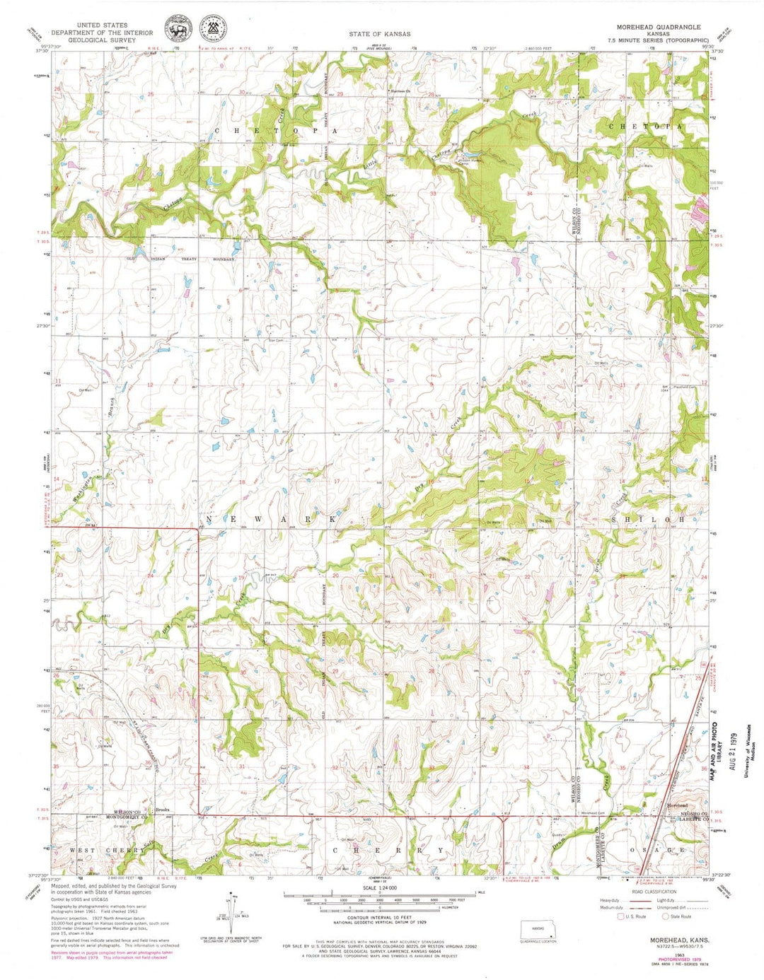 1963 Morehead, KS - Kansas - USGS Topographic Map