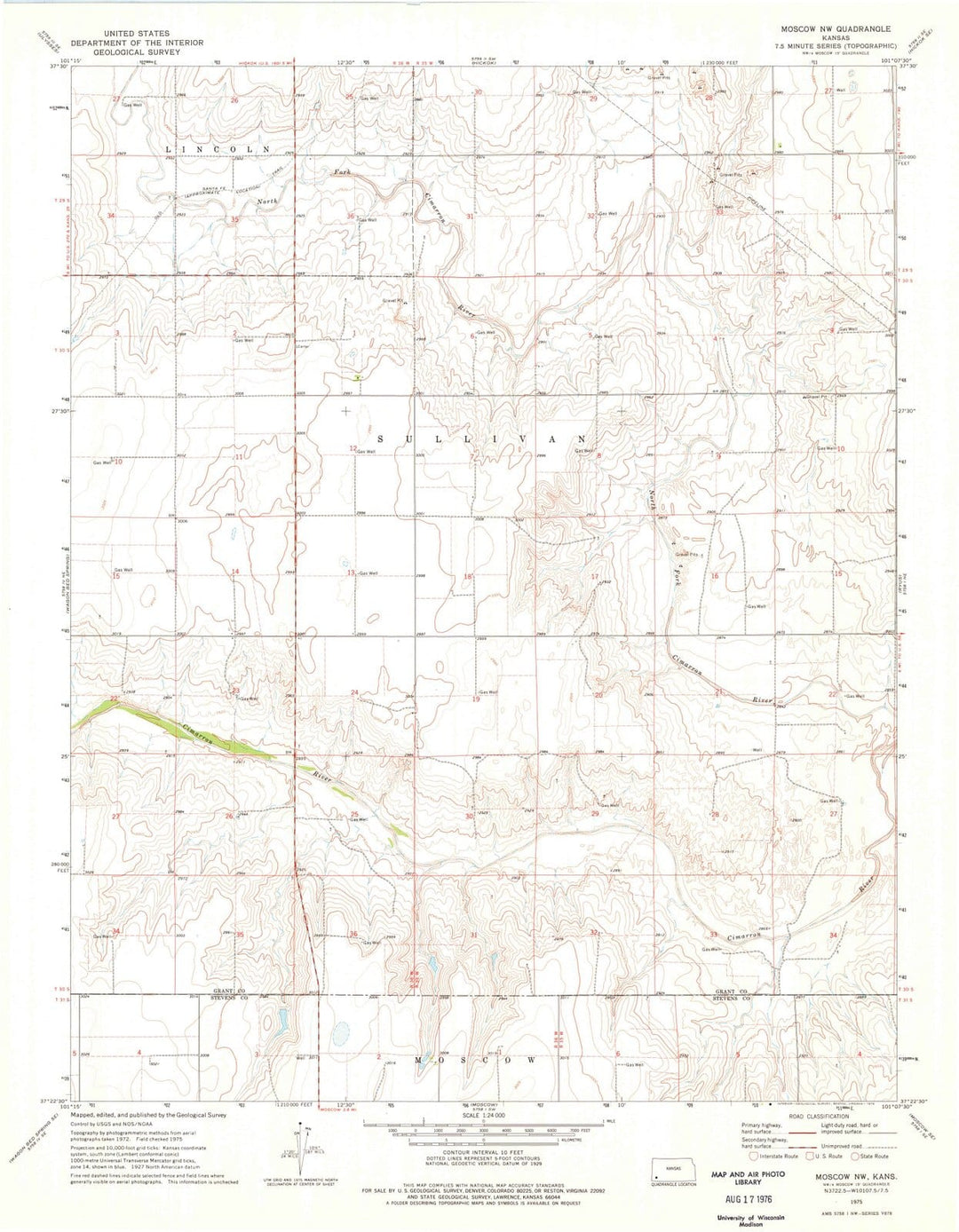 1975 Moscow, KS - Kansas - USGS Topographic Map