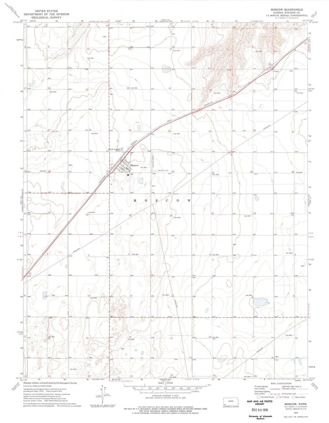 1974 Moscow, KS - Kansas - USGS Topographic Map v2