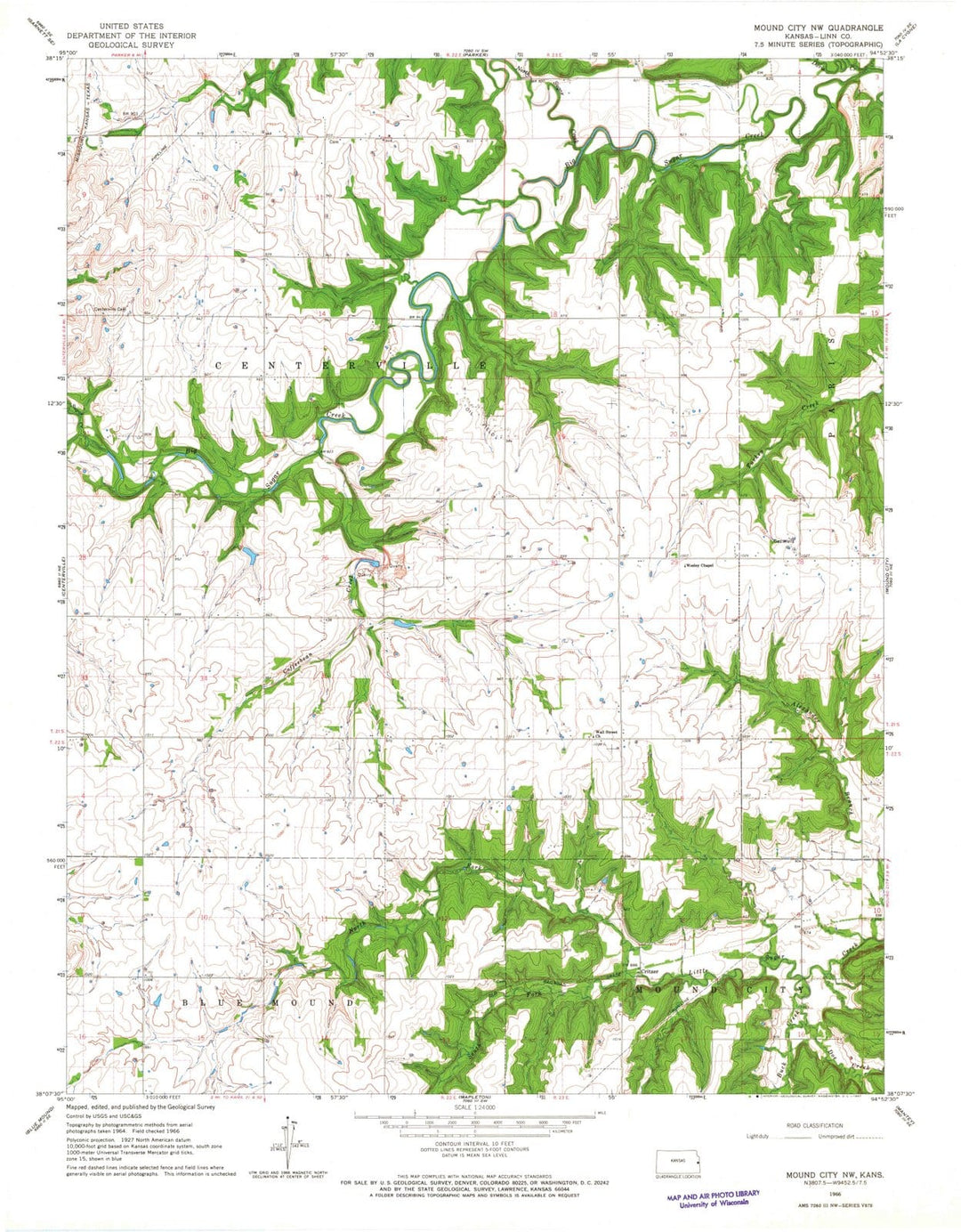 1966 Mound City, KS - Kansas - USGS Topographic Map