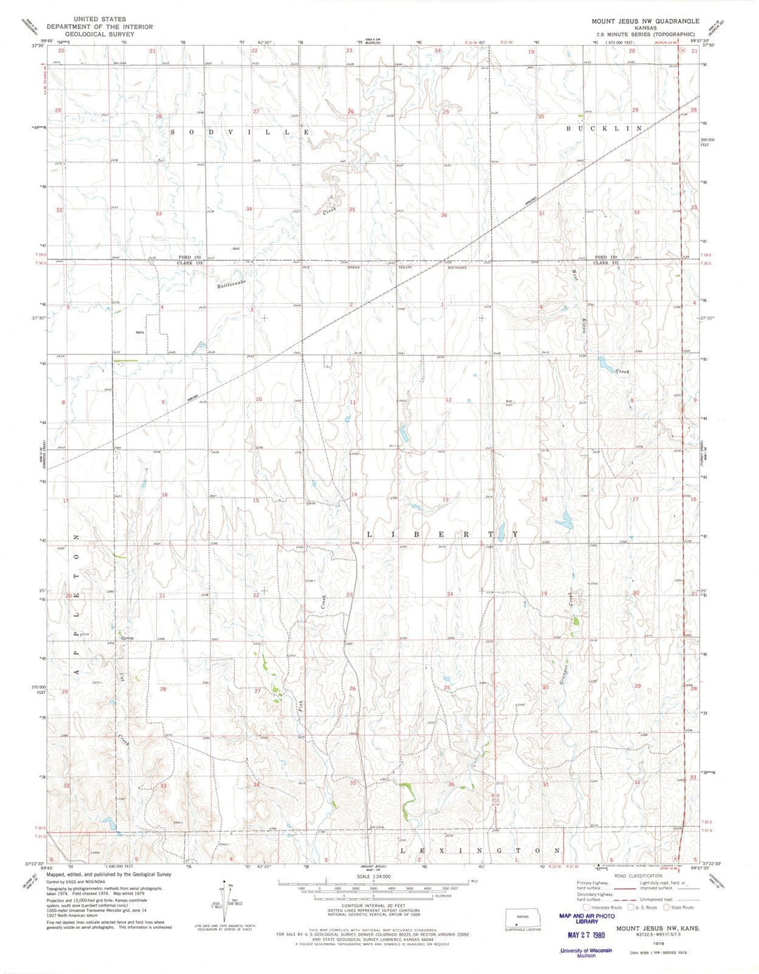 1979 Mount Jesus, KS - Kansas - USGS Topographic Map