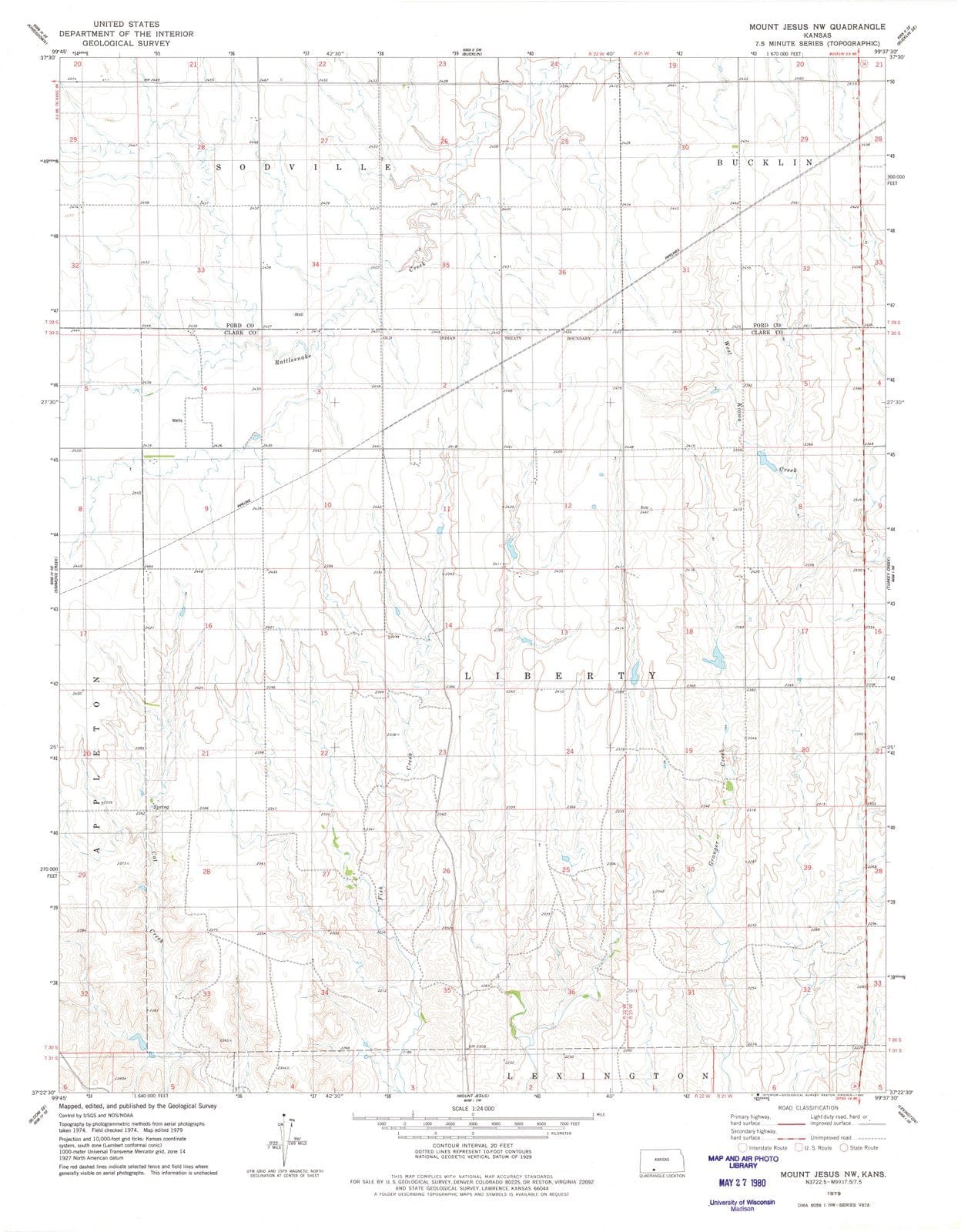 1979 Mount Jesus, KS - Kansas - USGS Topographic Map