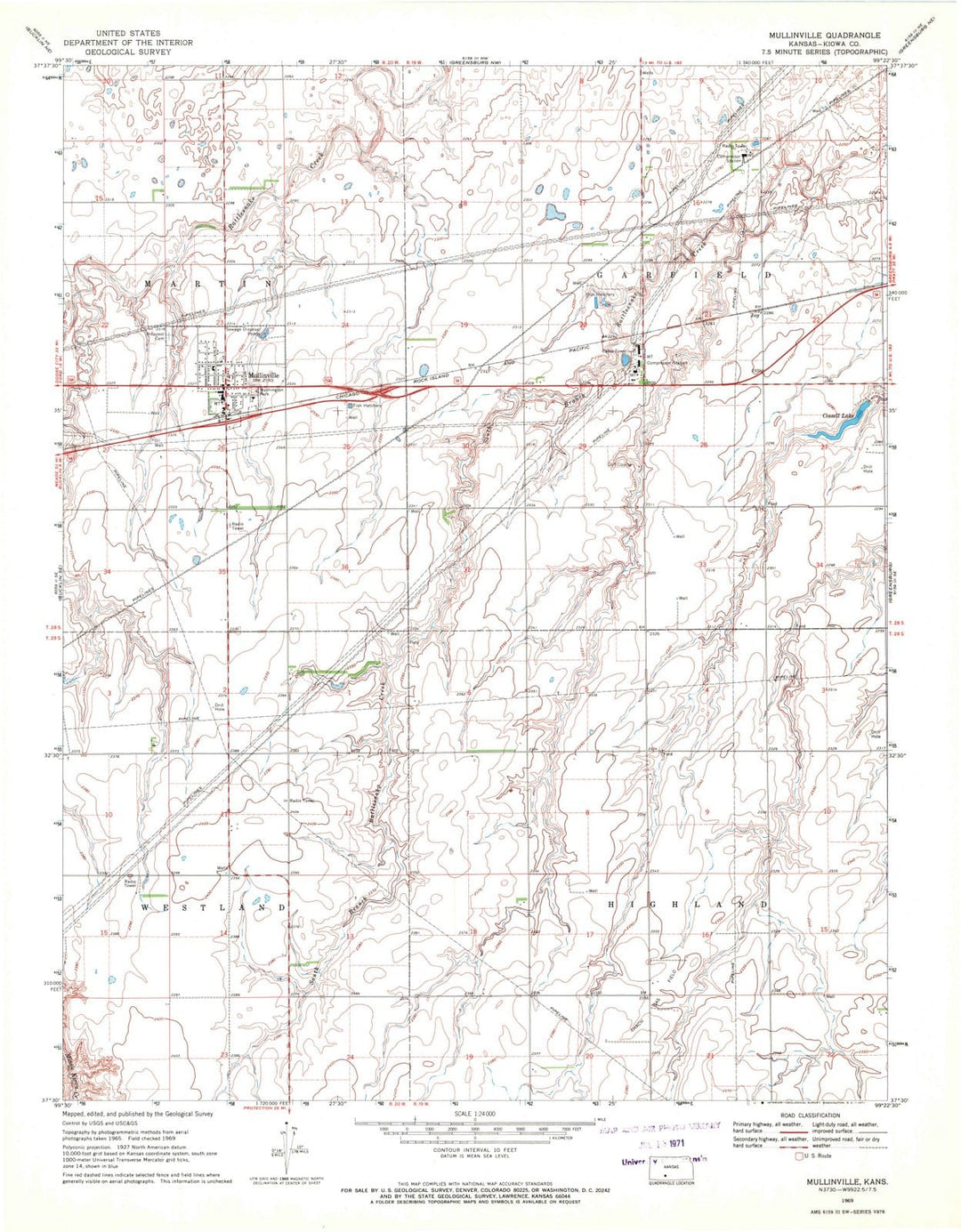 1969 Mullinville, KS - Kansas - USGS Topographic Map