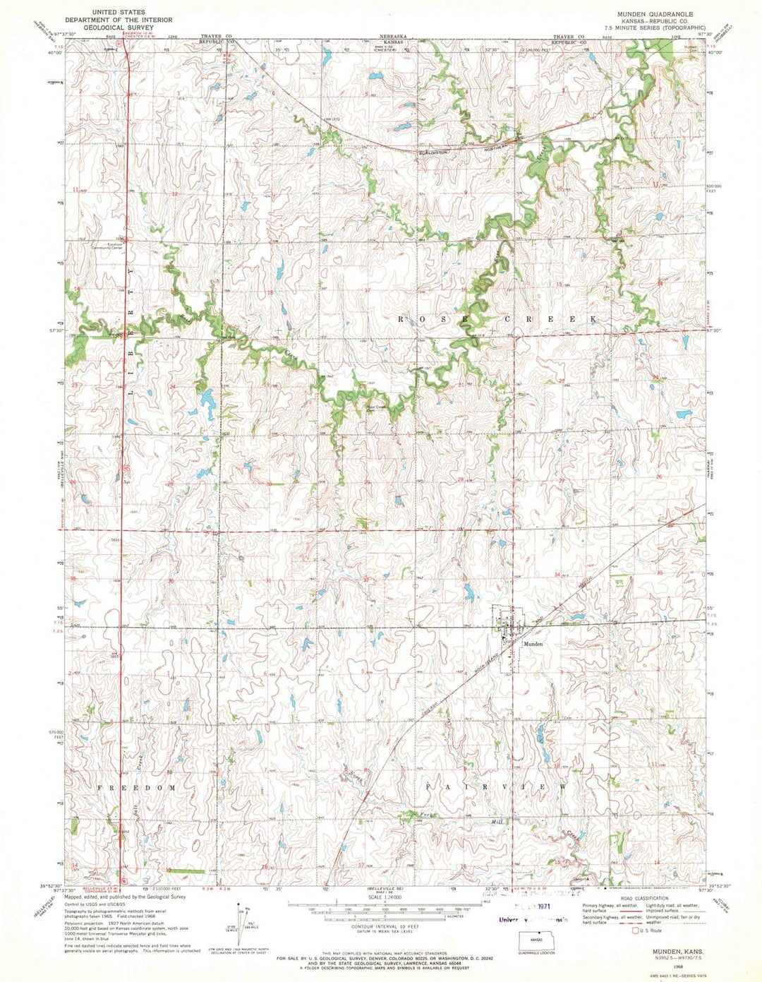 1968 Munden, KS - Kansas - USGS Topographic Map