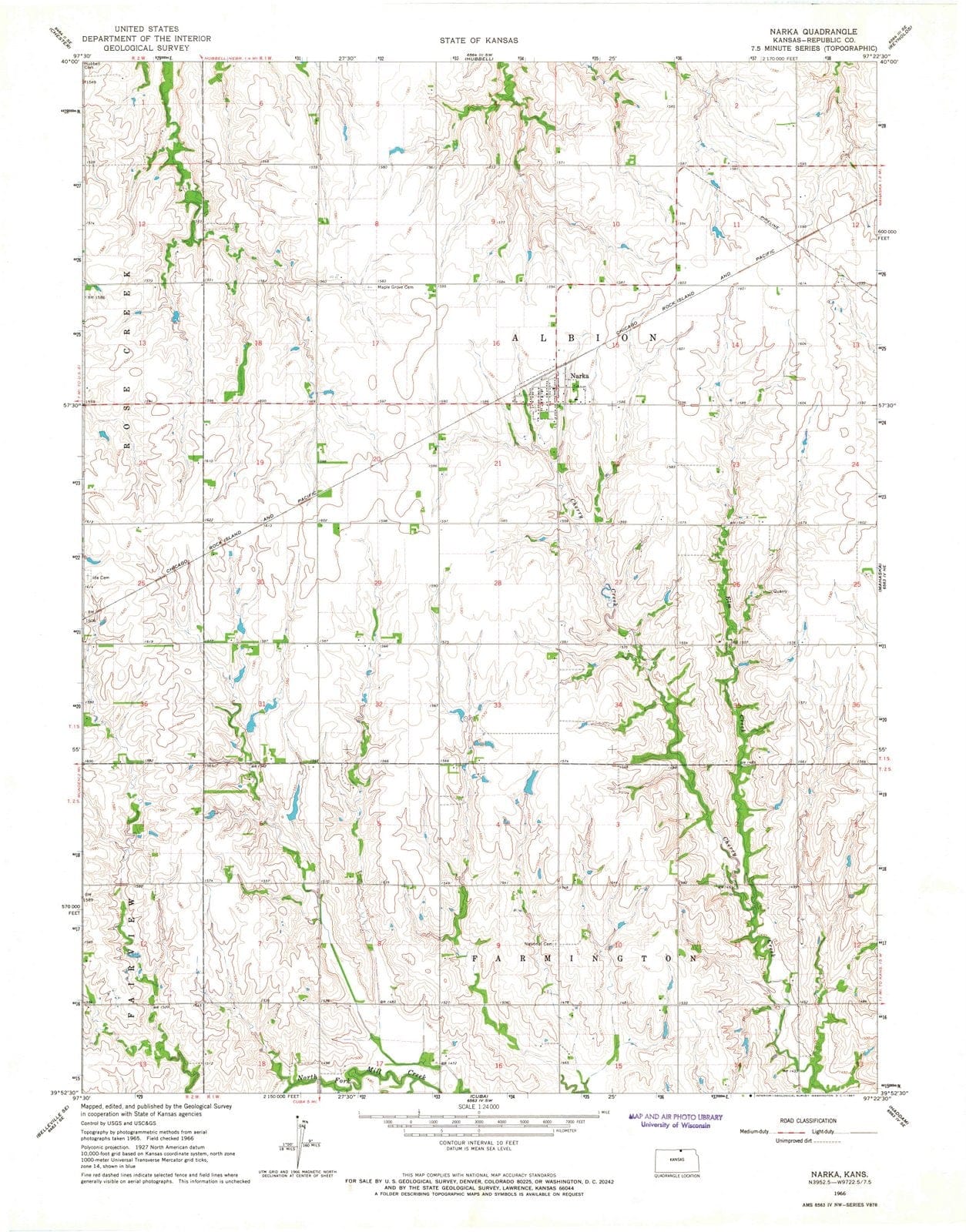 1966 Narka, KS - Kansas - USGS Topographic Map