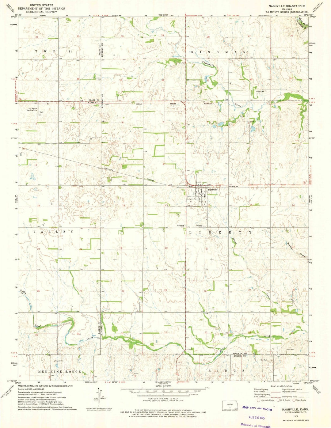 1973 Nashville, KS - Kansas - USGS Topographic Map