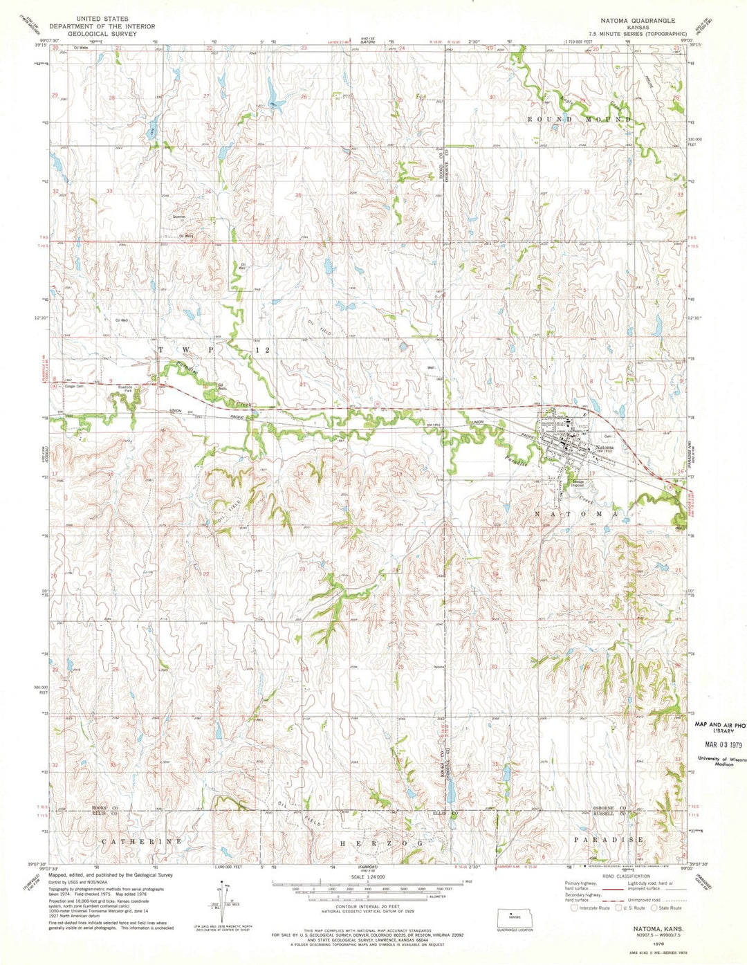 1978 Natoma, KS - Kansas - USGS Topographic Map