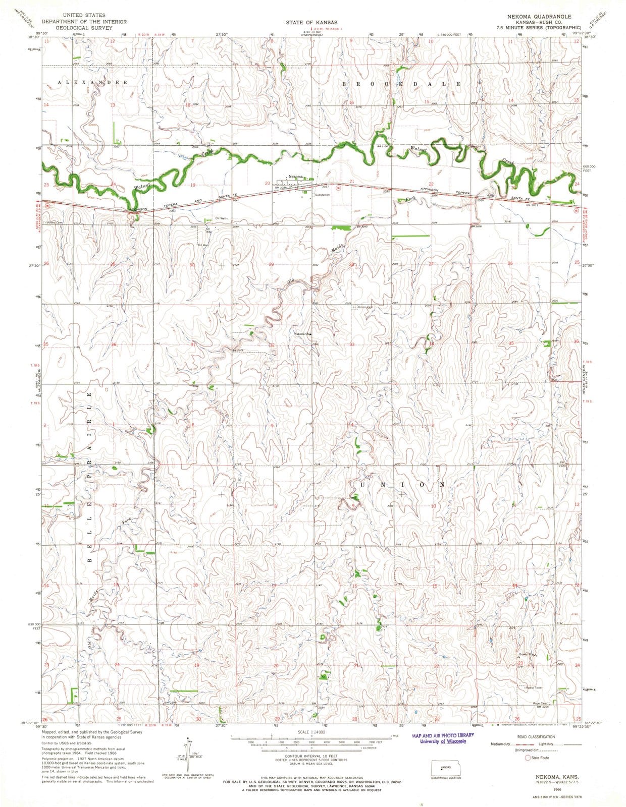 1966 Nekoma, KS - Kansas - USGS Topographic Map