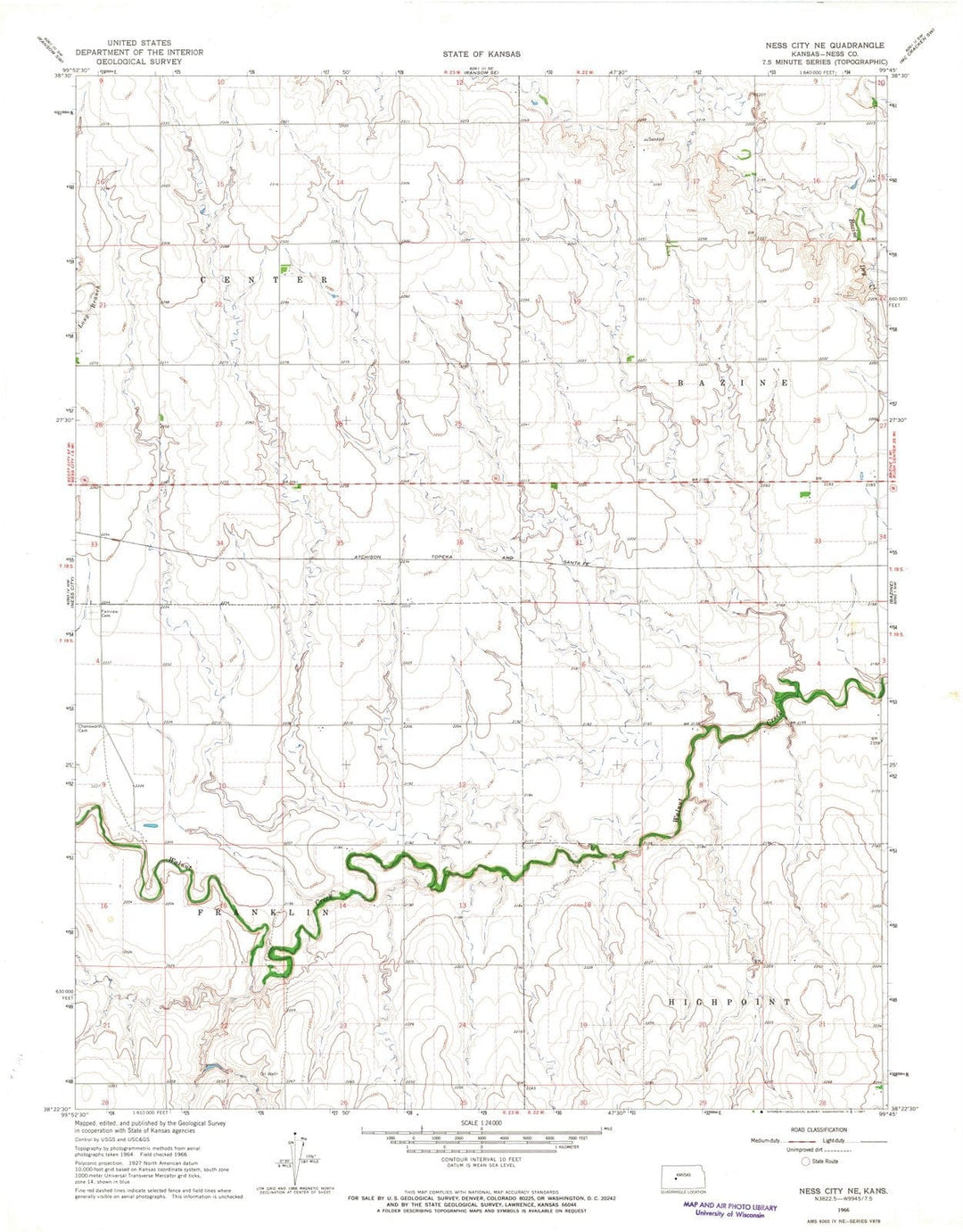 1966 Ness City, KS - Kansas - USGS Topographic Map