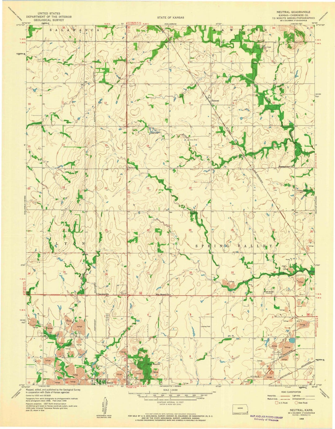 1958 Neutral, KS - Kansas - USGS Topographic Map