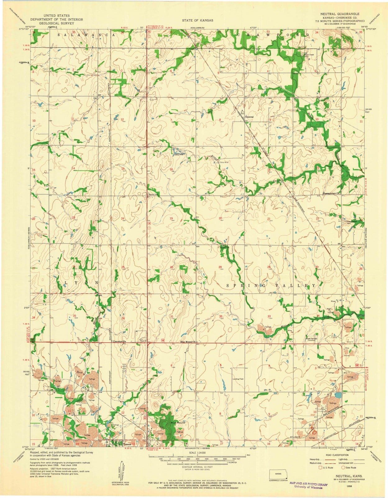 1958 Neutral, KS - Kansas - USGS Topographic Map