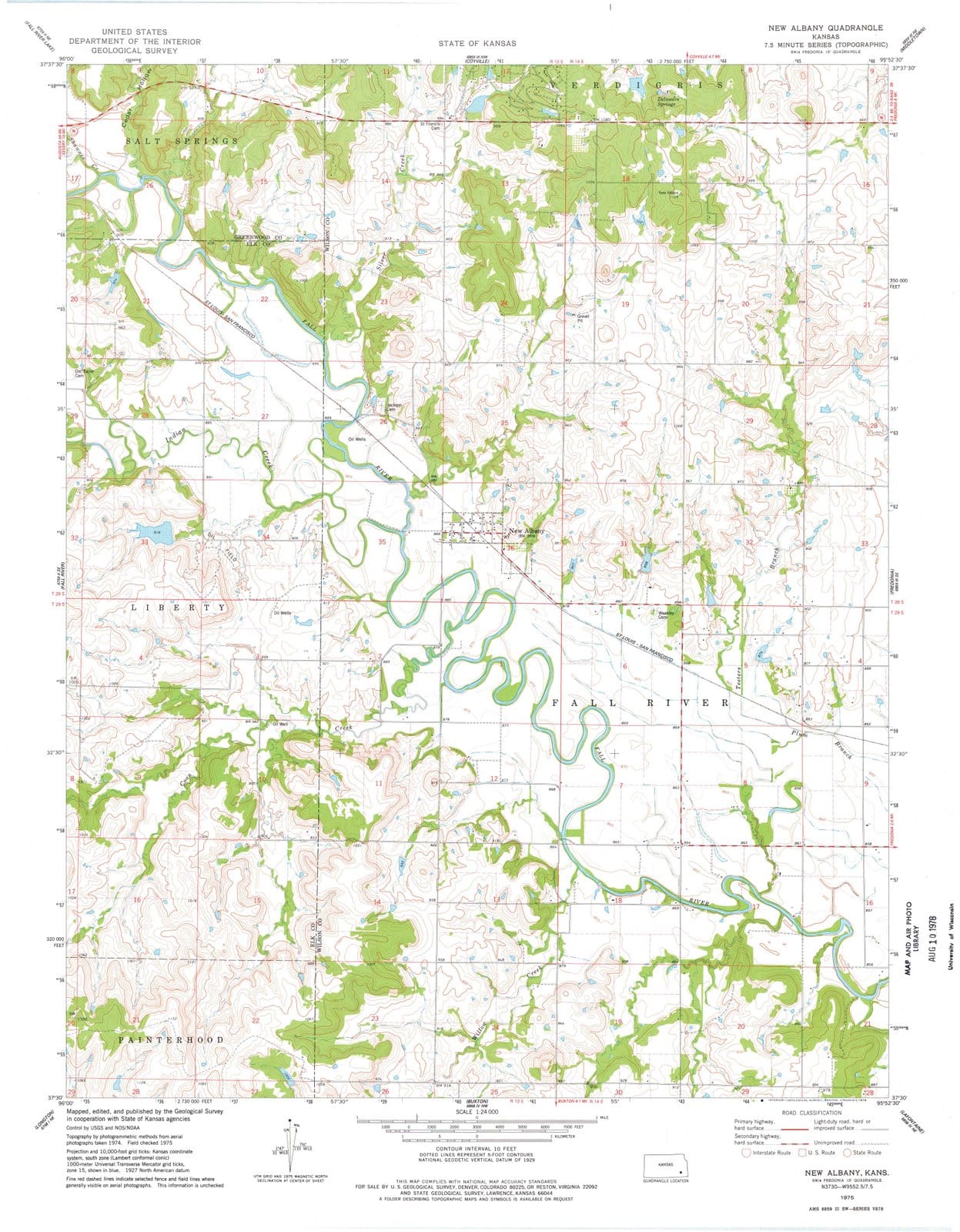 1975 New Albany, KS - Kansas - USGS Topographic Map