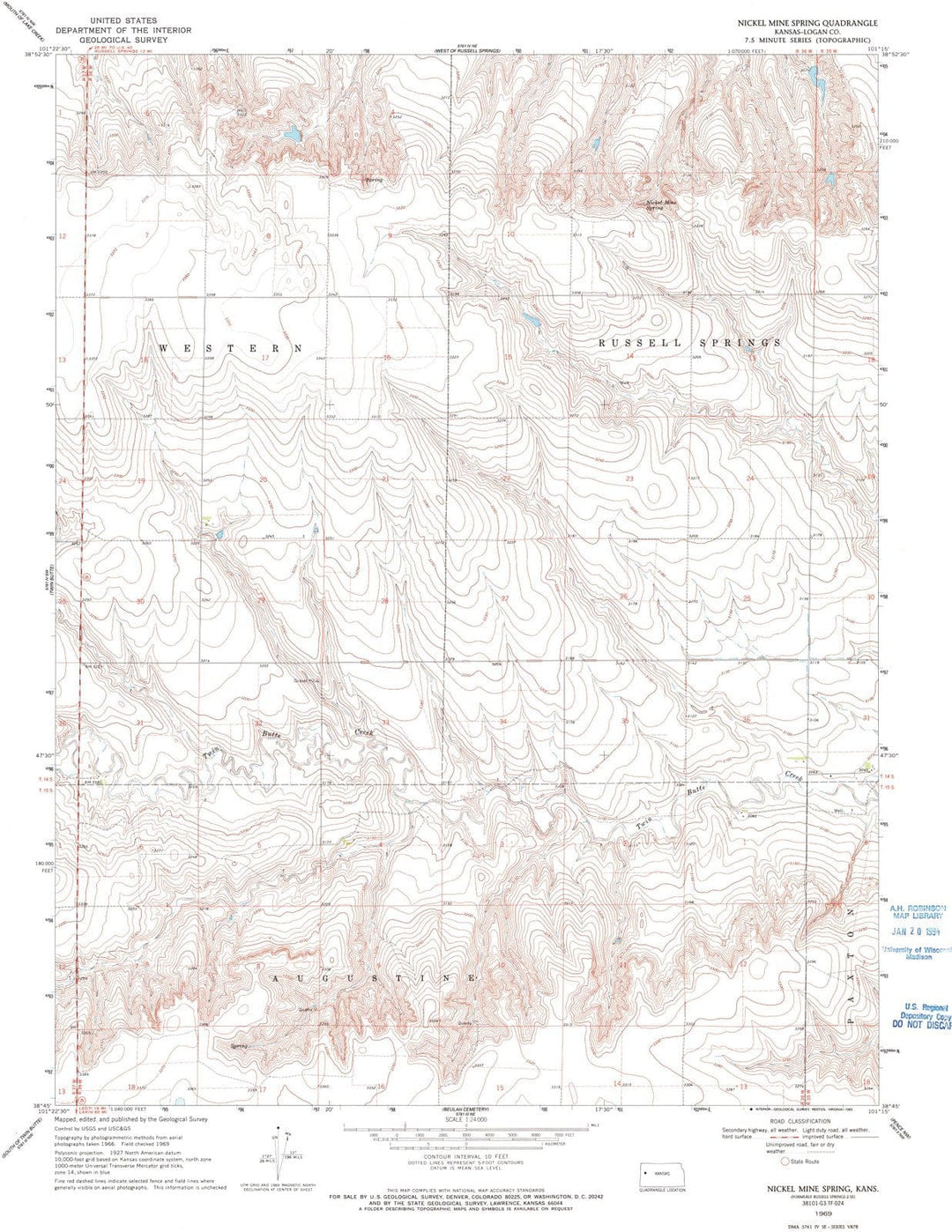 1969 Nickel Mine Spring, KS - Kansas - USGS Topographic Map