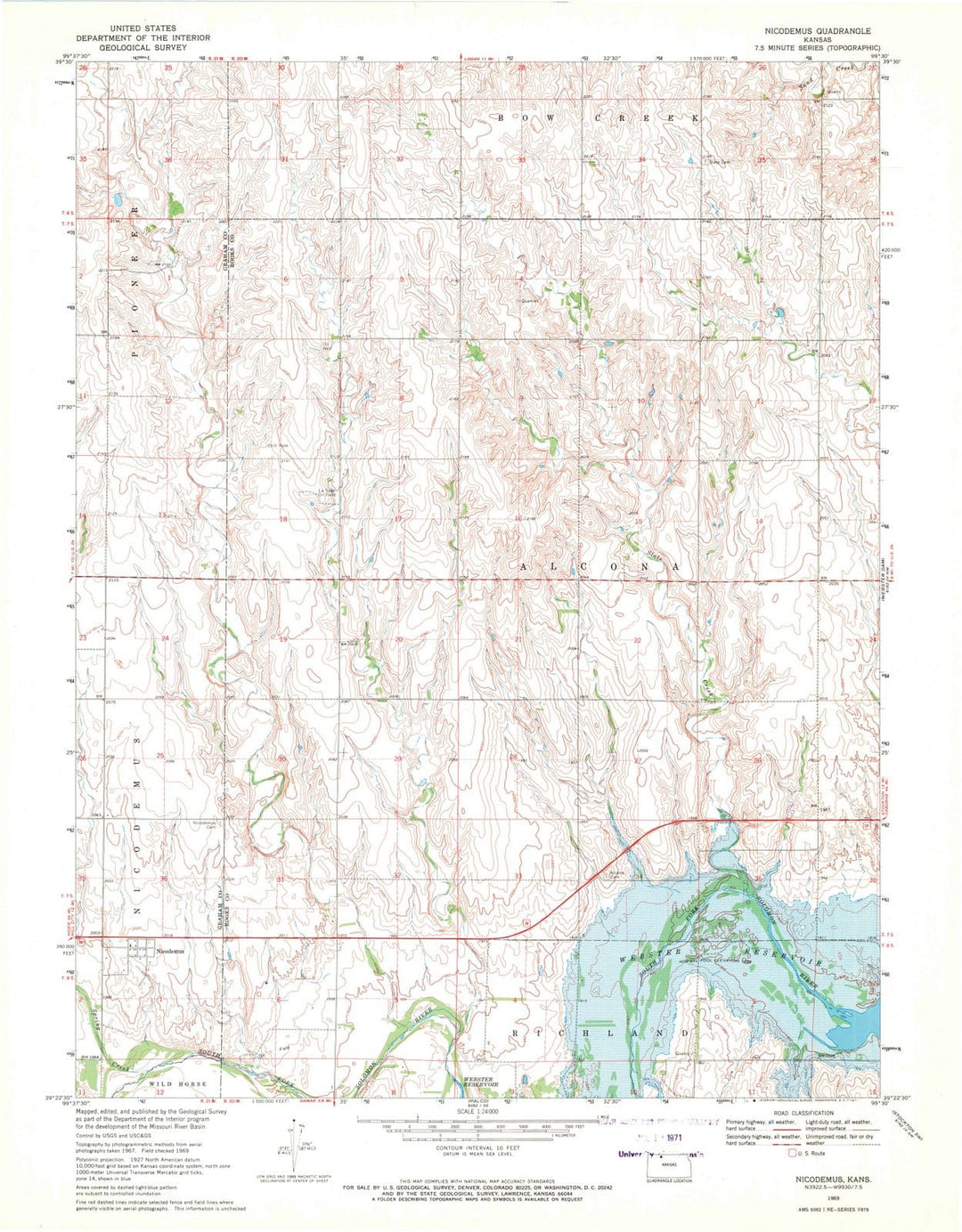 1969 Nicodemus, KS - Kansas - USGS Topographic Map