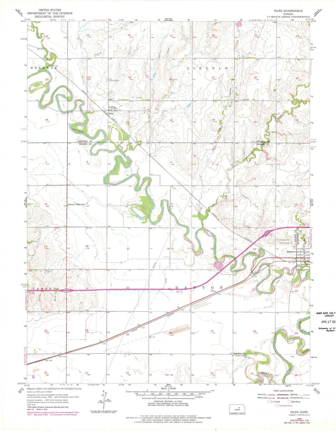 1955 Niles, KS - Kansas - USGS Topographic Map