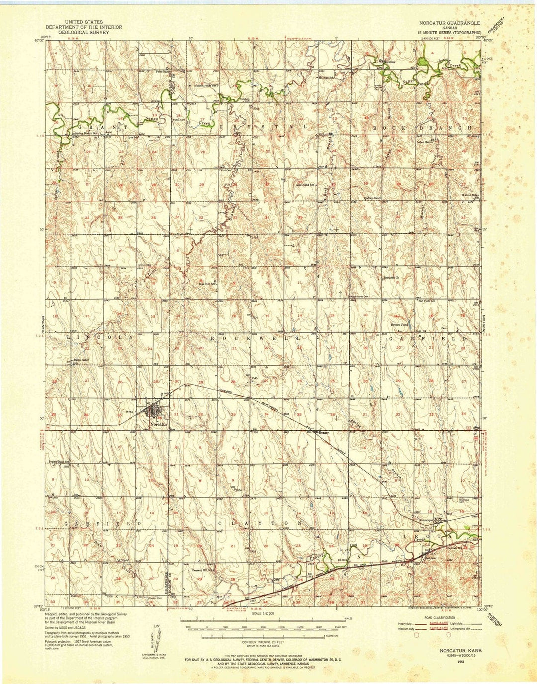 1951 Norcatur, KS - Kansas - USGS Topographic Map