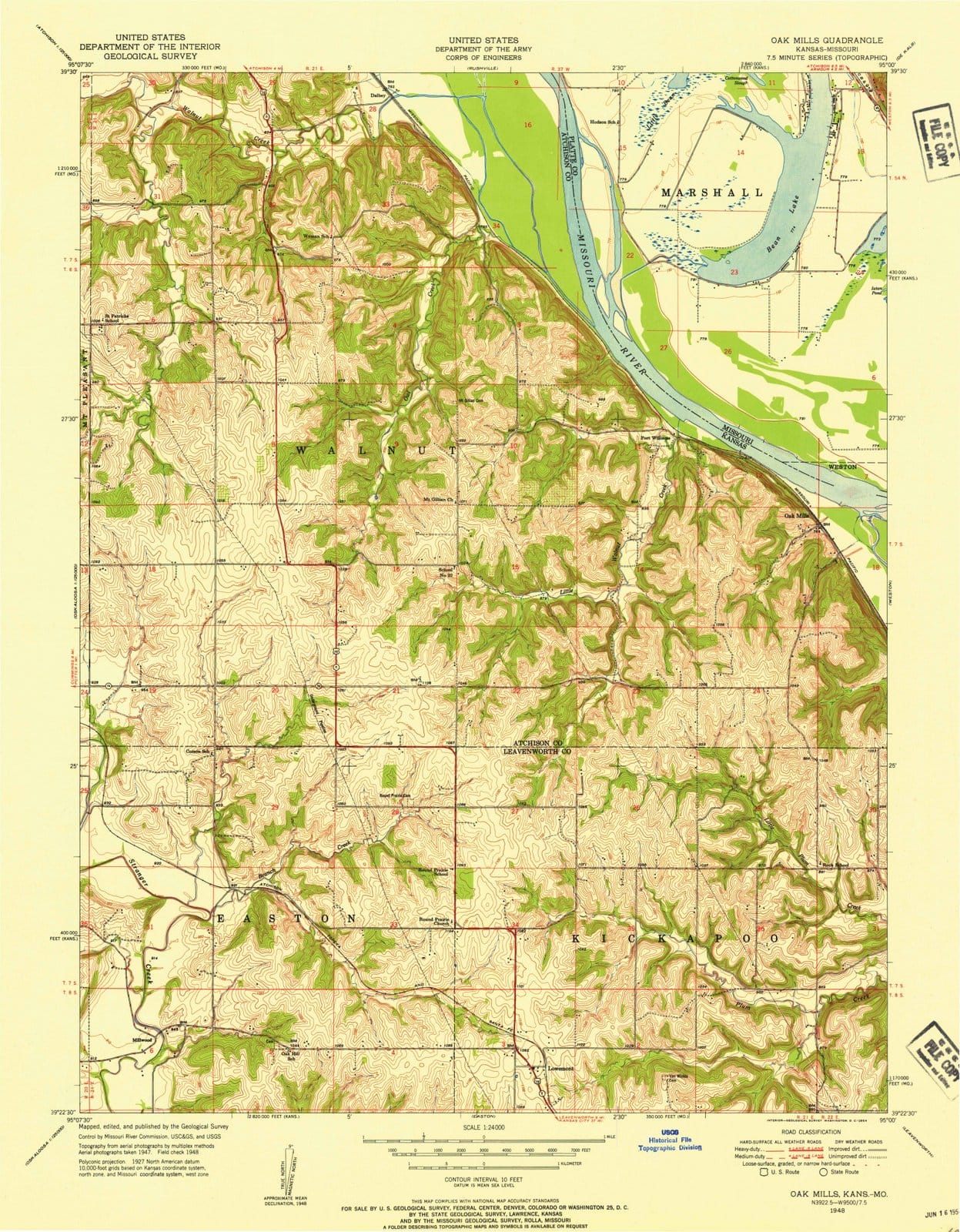 1948 Oak Mills, KS - Kansas - USGS Topographic Map