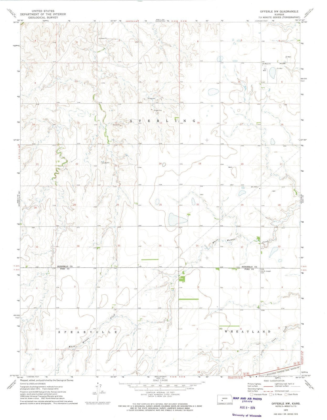 1972 Offerle, KS - Kansas - USGS Topographic Map