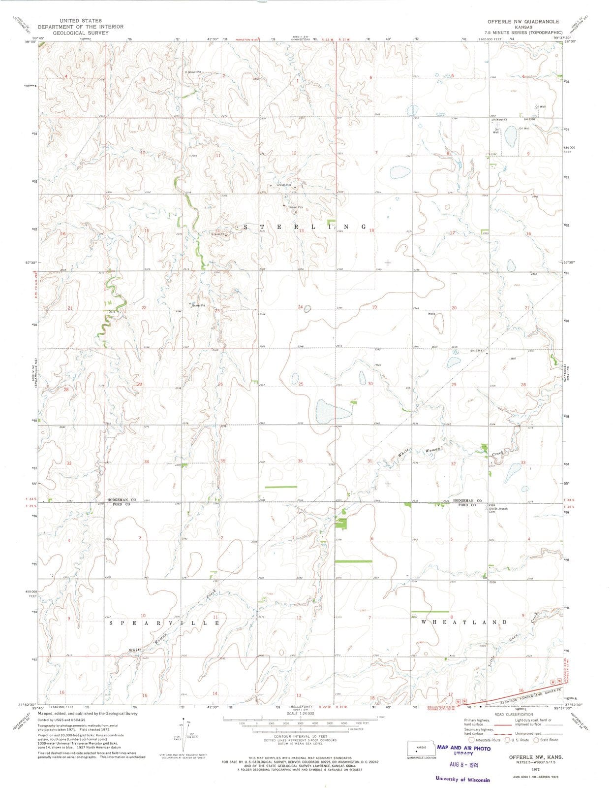 1972 Offerle, KS - Kansas - USGS Topographic Map