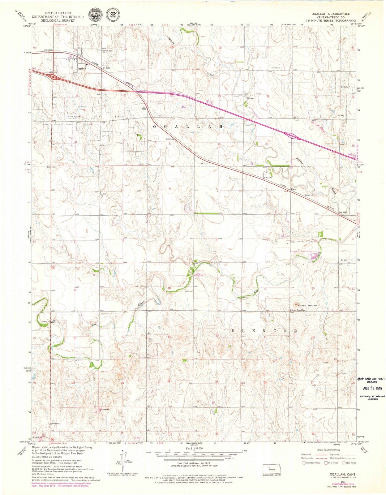 1961 Ogallah, KS - Kansas - USGS Topographic Map