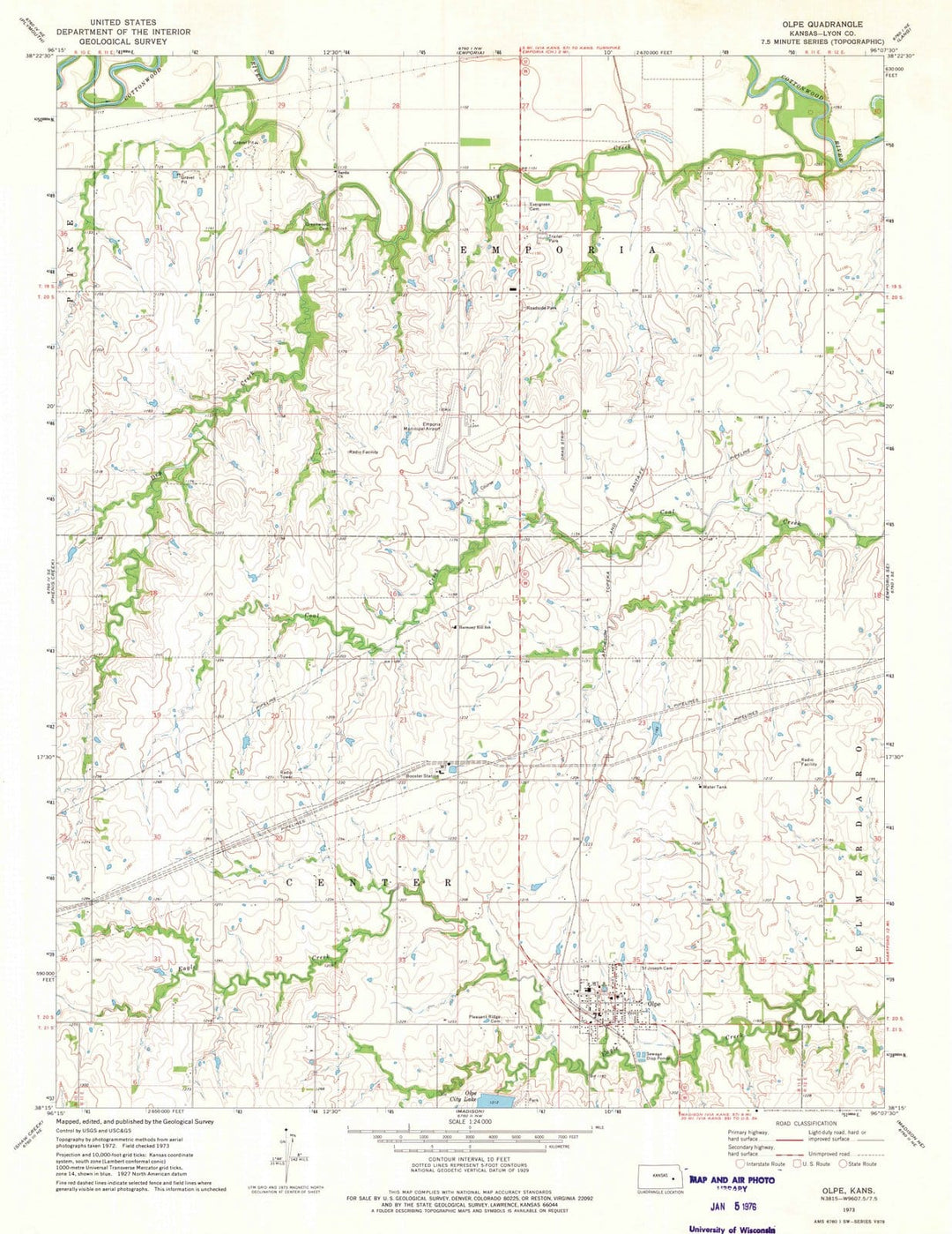 1973 Olpe, KS - Kansas - USGS Topographic Map