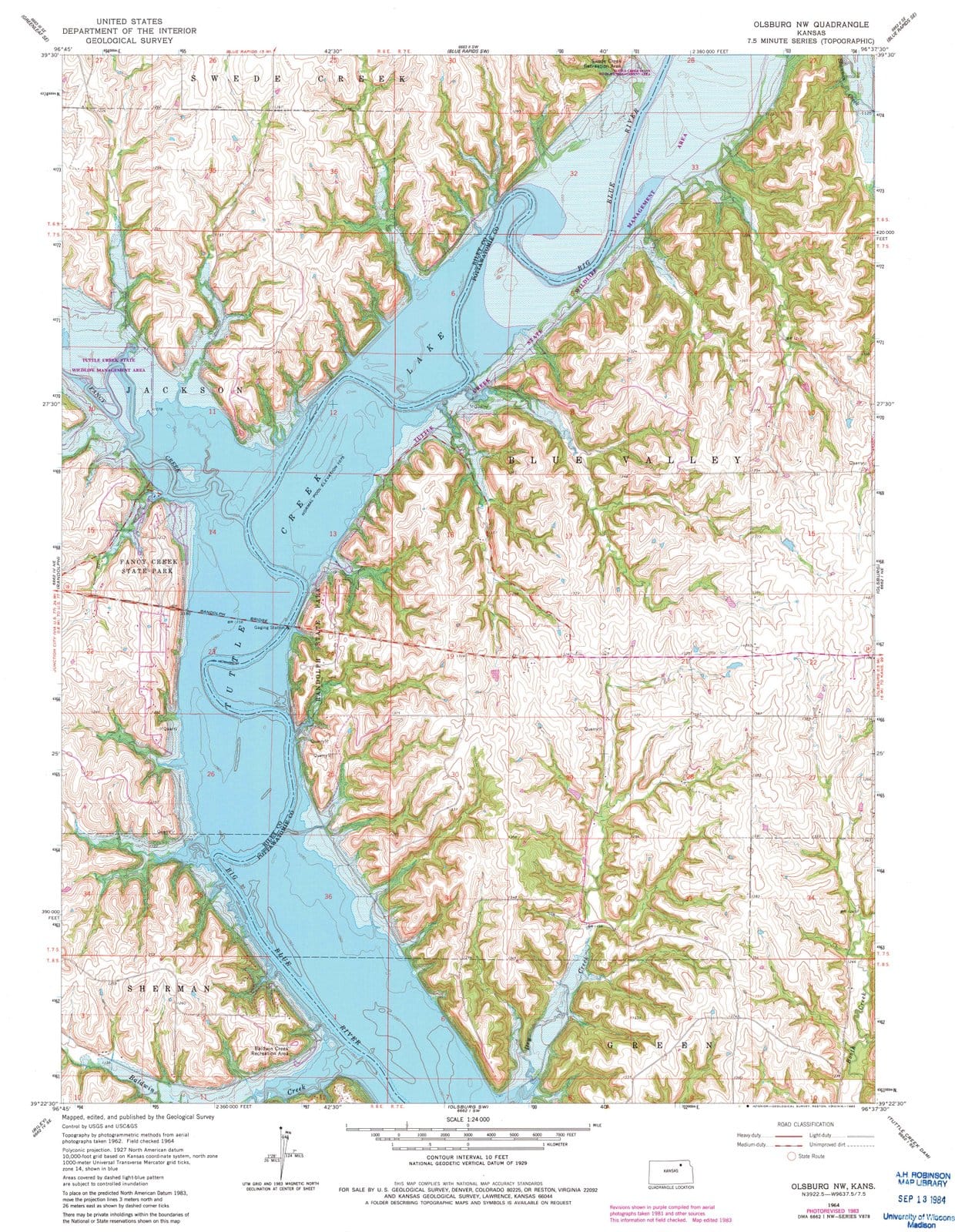 1964 Olsburg, KS - Kansas - USGS Topographic Map